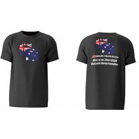 SSQUARED Born in USA Raced in Australia Black Tee (Adult Small)